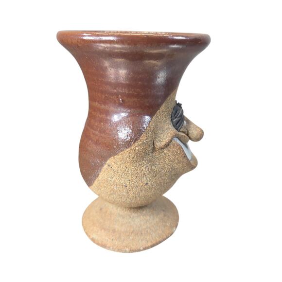 Ugly Face Pottery Mug Handmade Hand Sculpted Folk Art Coffee Cup Tea Funny Vtg - Picture 3 of 7